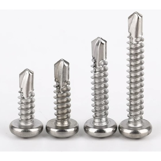 Cross recessed pan head self-drilling screw