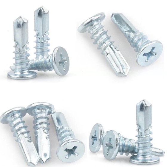 Cross recessed flat round head self-drilling screw