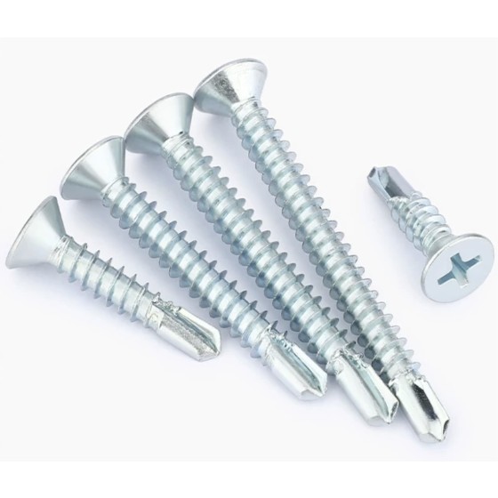 Cross recessed countersunk head self-drilling screw