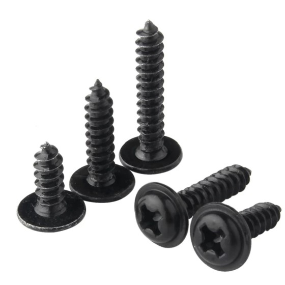 Cross recessed pan head tapping screw with integrated washer