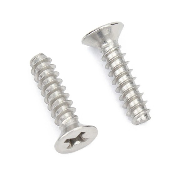 Cross recessed countersunk head tapping screw with flat tail