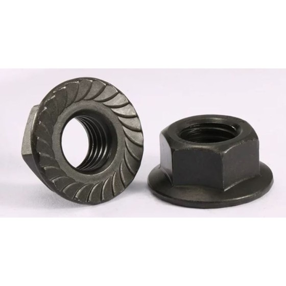 Toothed flange nut